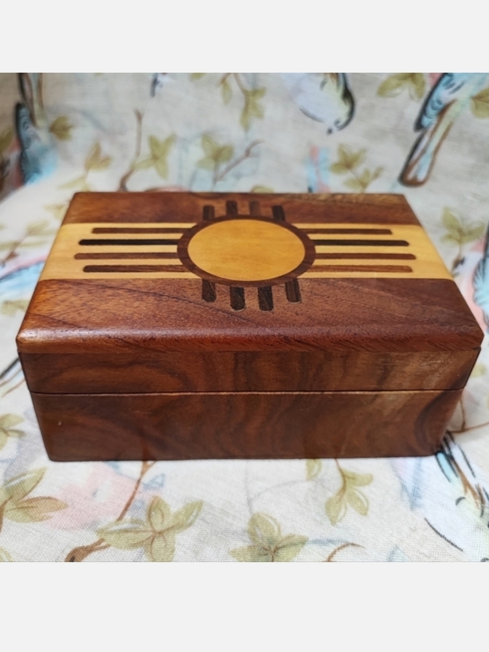 Native American Navajo Sun Wood Wooden Jewelry Craft Stash Secrets Crafted Box